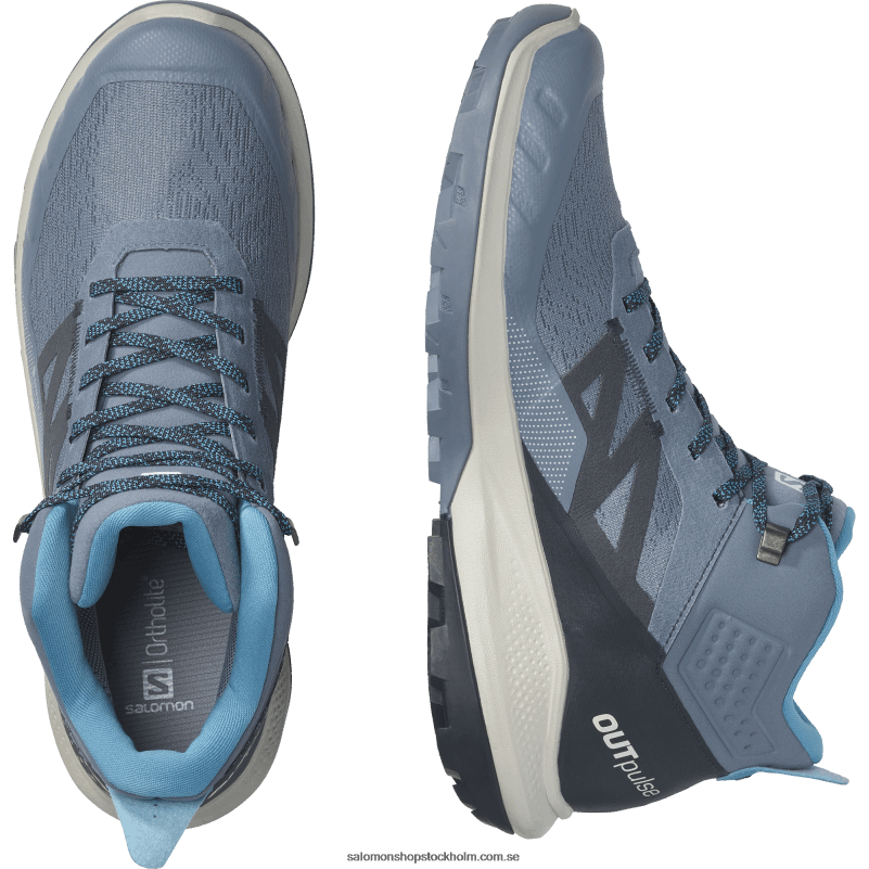 Salomon kinablå/kol/månsten vandringskängor för män - outpulse mid gore-tex T82RP32