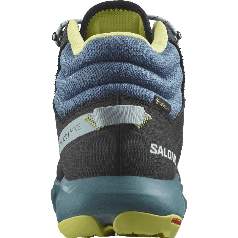 Salomon mörk safir/blå aska/solig lime vandringskängor för män - förutsäg vandring mitt i gore-tex T82RP56
