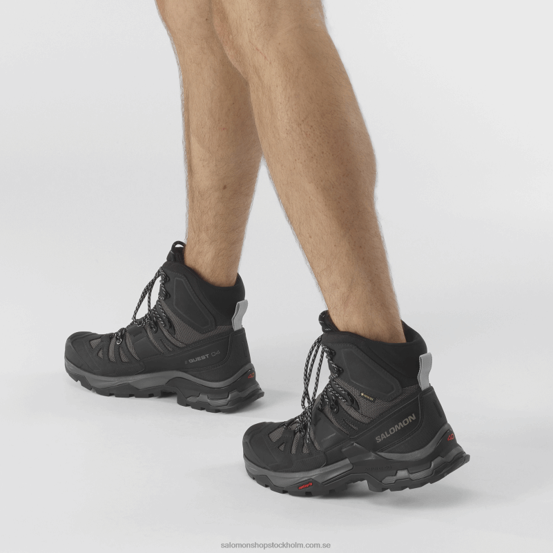 Salomon magnet/svart/stenbrott vandringskängor i läder för män - quest 4 gore-tex T82RP7