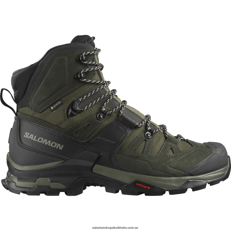 Salomon olivnatt/torv/safari vandringskängor i läder för män - quest 4 gore-tex T82RP5