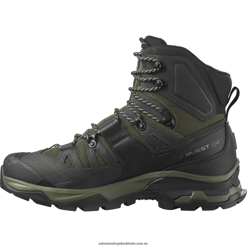 Salomon olivnatt/torv/safari vandringskängor i läder för män - quest 4 gore-tex T82RP5