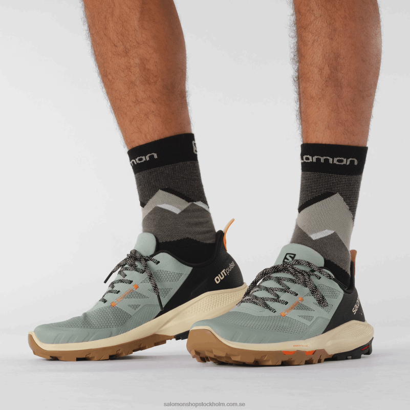 Salomon smide/blekt sand/vibrerande apelsin vandringsskor för män - outpulse T82RP29