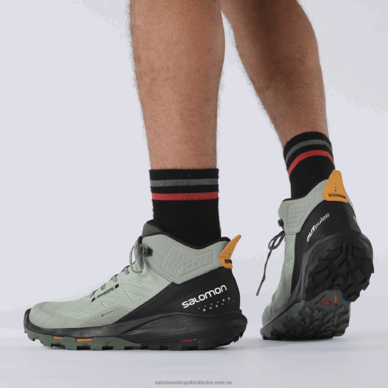 Salomon smidesjärn/svart/vibrerande orange vandringskängor för män - outpulse mid gore-tex T82RP31