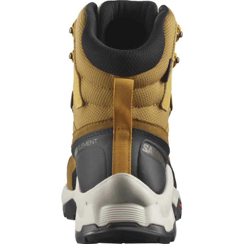 Salomon spiskummin/blekt sand/saffran vandringskängor i läder för män - quest element gore-tex T82RP50
