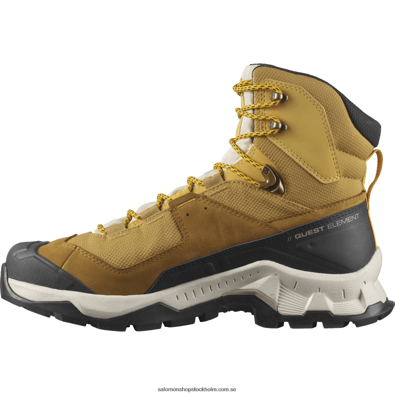 Salomon spiskummin/blekt sand/saffran vandringskängor i läder för män - quest element gore-tex T82RP50