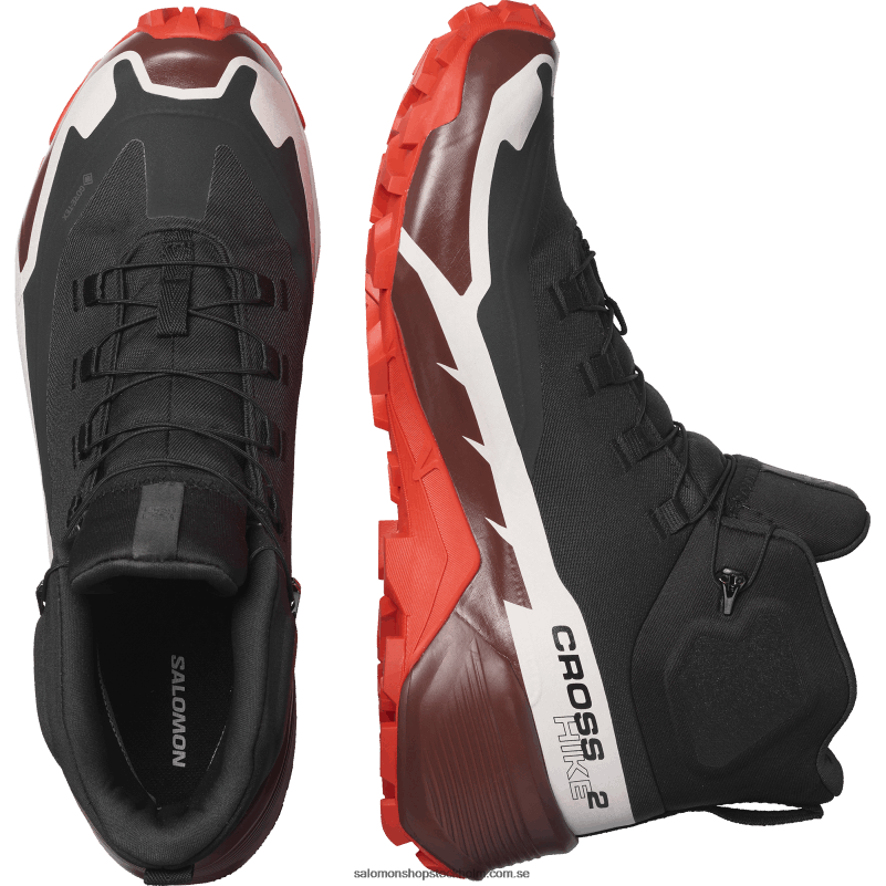 Salomon svart/bitter choklad/eldröd vandringskängor för män - cross hike 2 mid gore-tex T82RP34