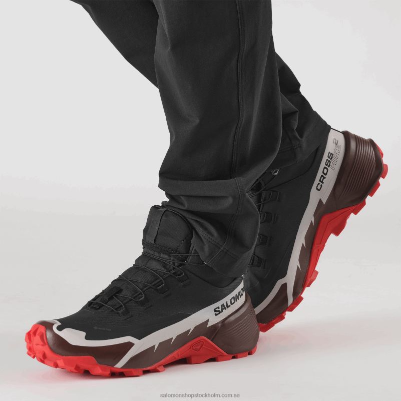 Salomon svart/bitter choklad/eldröd vandringskängor för män - cross hike 2 mid gore-tex T82RP34