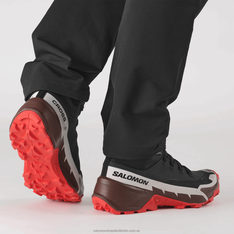 Salomon svart/bitter choklad/eldröd vandringskängor för män - cross hike 2 mid gore-tex T82RP34