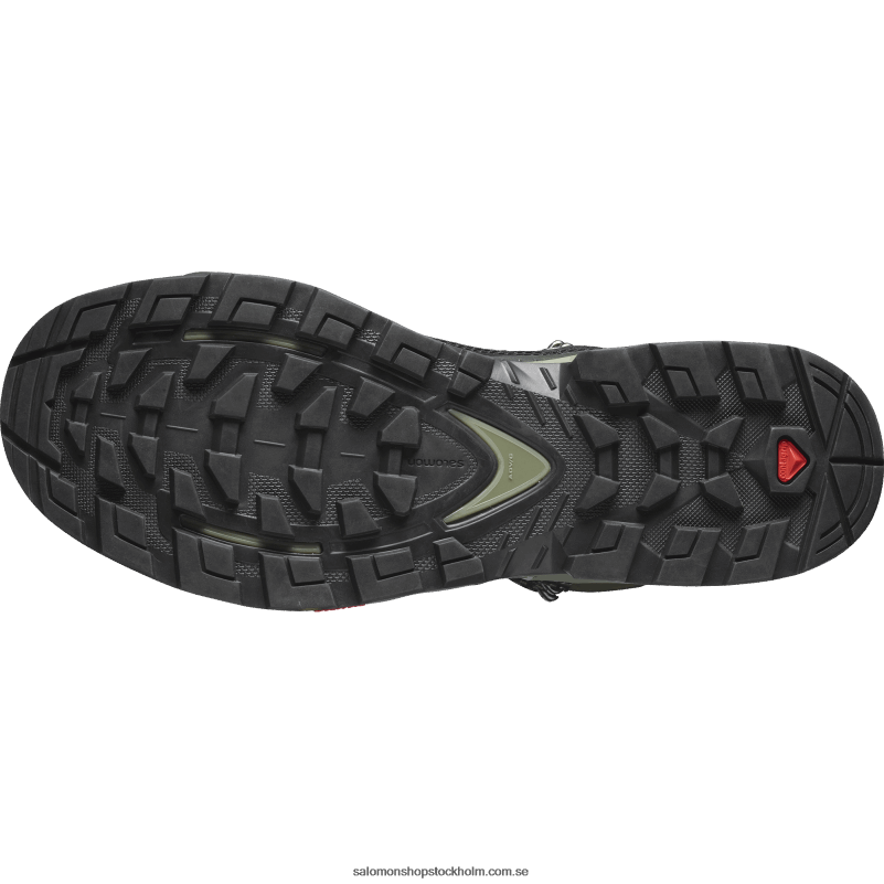 Salomon svart/djup lavgrön/olivnatt vandringskängor i läder för män - quest element gore-tex T82RP51