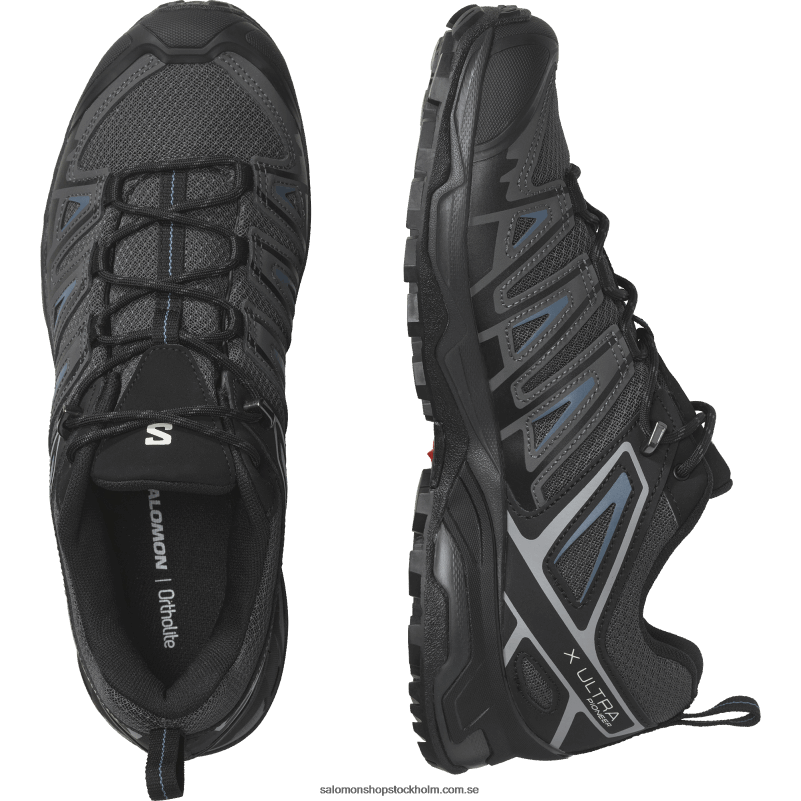 Salomon svart/ebenholts/blå aska vandringsskor för män - x ultra pioneer aero T82RP21