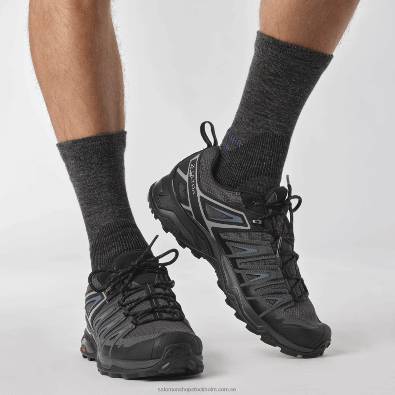 Salomon svart/ebenholts/blå aska vandringsskor för män - x ultra pioneer aero T82RP21