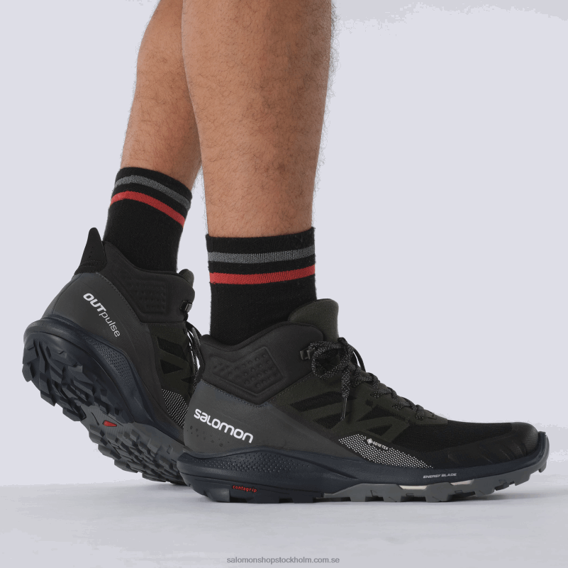 Salomon svart/ebenholts/vaniljis vandringskängor för män - outpulse mid gore-tex T82RP33