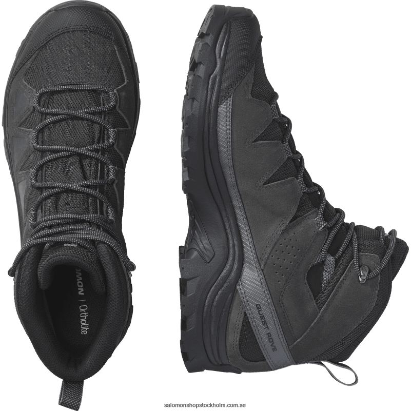 Salomon svart/fantom/magnet vandringskängor i läder för män - quest rove gore-tex T82RP53