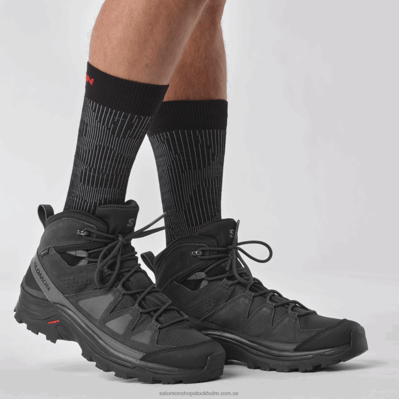 Salomon svart/fantom/magnet vandringskängor i läder för män - quest rove gore-tex T82RP53