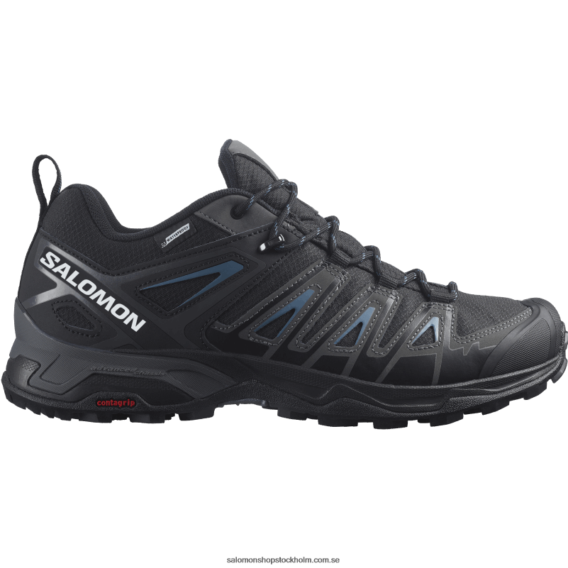 Salomon svart/magnet/blåstål vandringsskor för män - x ultra pioneer clima vattentät T82RP38