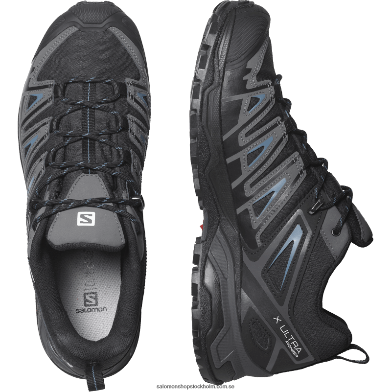 Salomon svart/magnet/blåstål vandringsskor för män - x ultra pioneer clima vattentät T82RP38