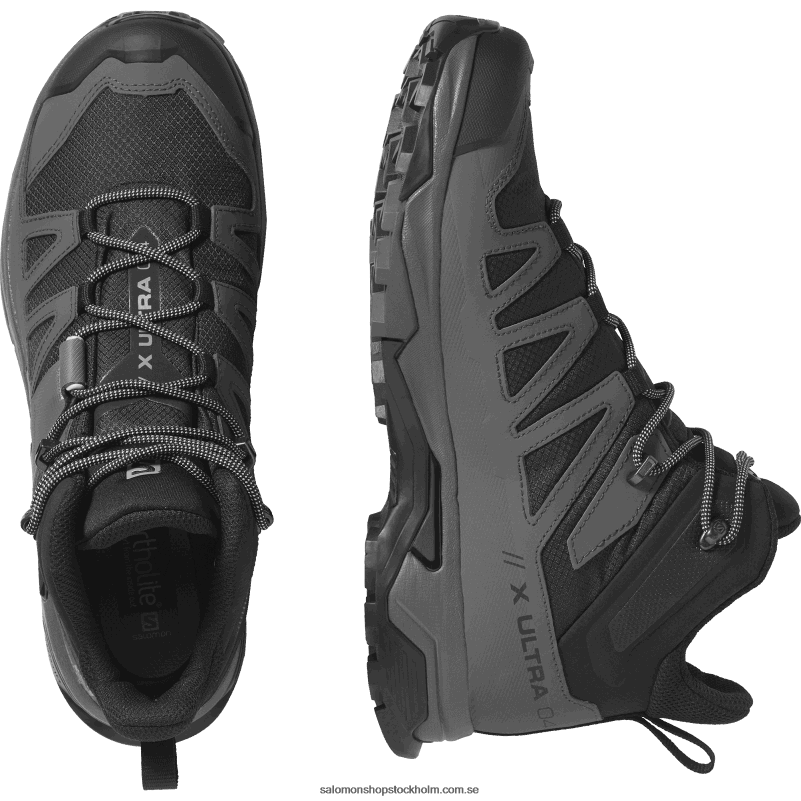 Salomon svart/magnet/pärlblå vandringskängor för män - x ultra 4 mid wide gore-tex T82RP42