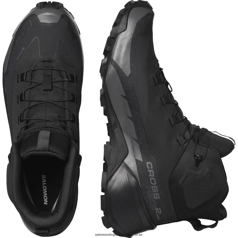Salomon svart/magnet vandringskängor för män - cross hike 2 mid gore-tex breda T82RP19