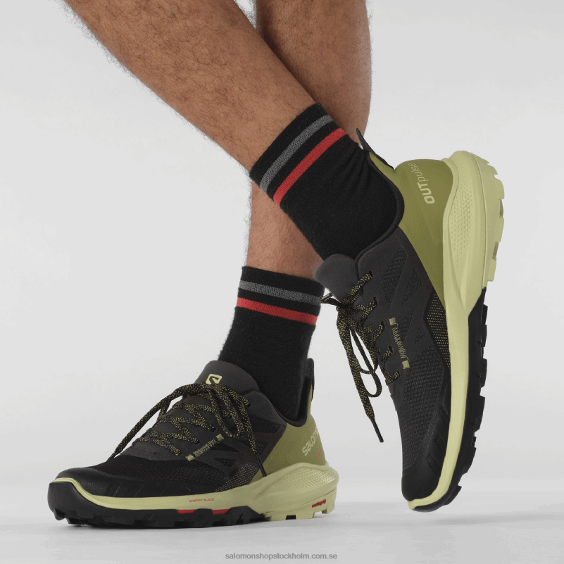 Salomon svart/purjolöksgrön/vallmoröd vandringsskor för män - outpulse T82RP28