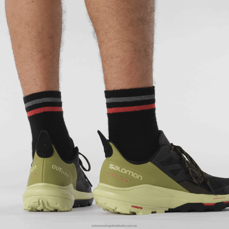 Salomon svart/purjolöksgrön/vallmoröd vandringsskor för män - outpulse T82RP28