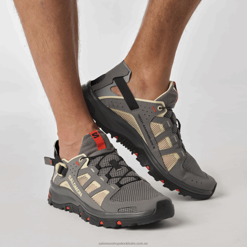 Salomon tenn/mal/eldröd vattenskor för män - techamphibian 5 T82RP3