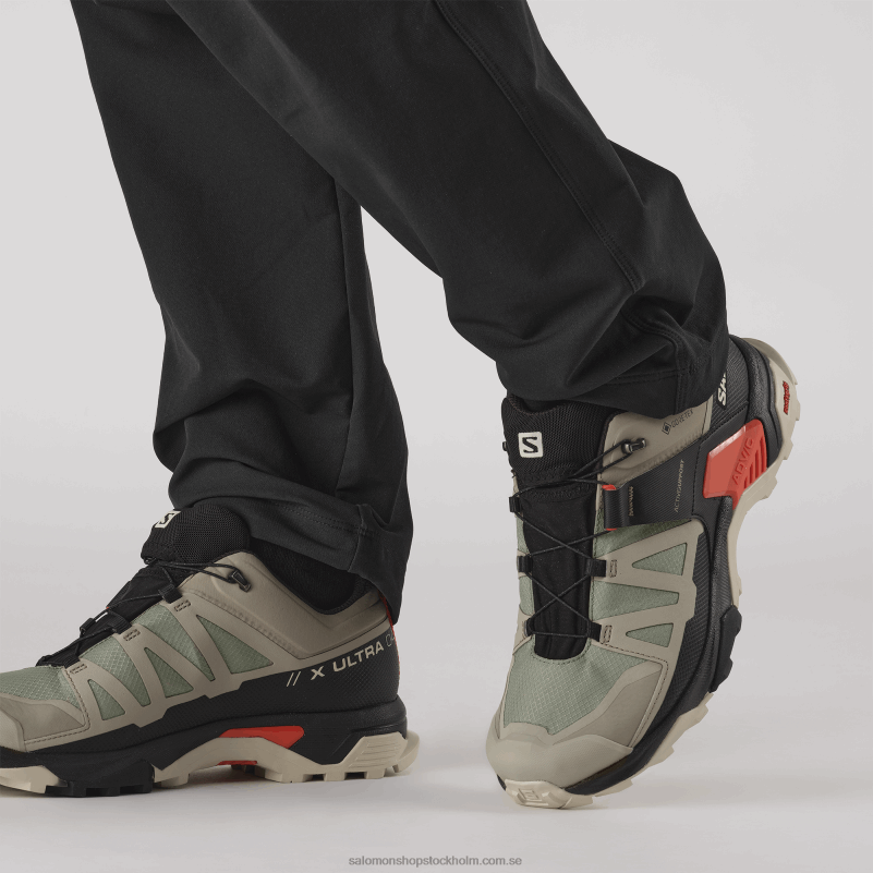 Salomon vintage khaki/svart/körsbärstomat vandringsskor för män - x ultra 4 gore-tex T82RP18