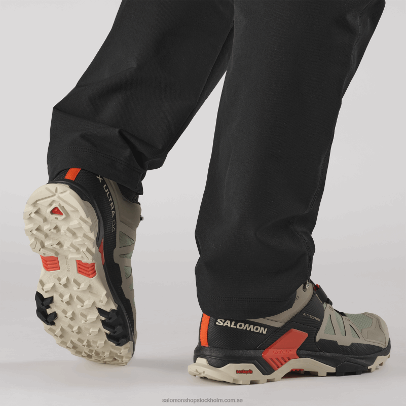 Salomon vintage khaki/svart/körsbärstomat vandringsskor för män - x ultra 4 gore-tex T82RP18