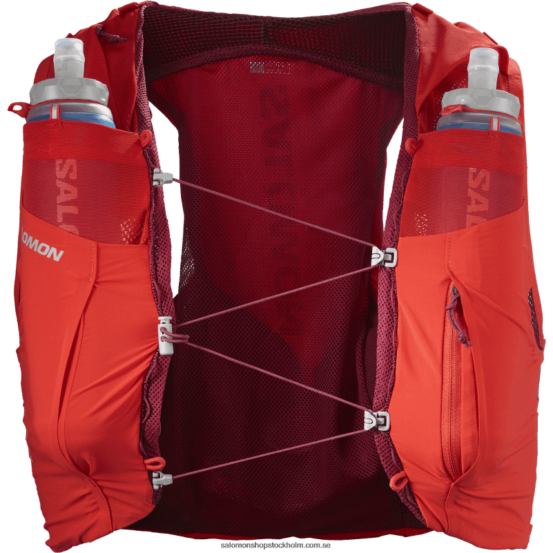 Salomon eldröd/ebenholts/cabernet löparväst för män med kolvar ingår - sense pro 5 T82RP339