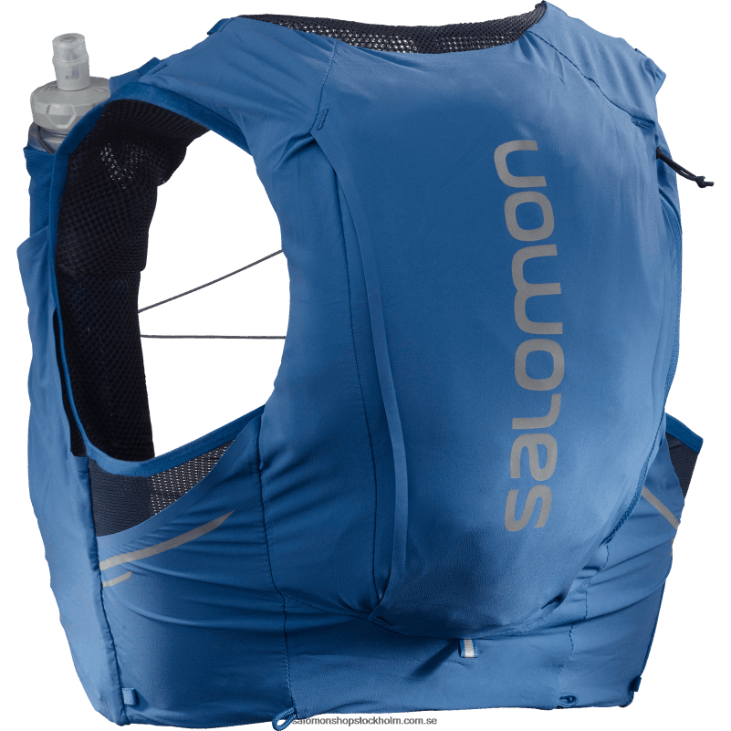 Salomon nautisk blå/ebenholts/humör indigo löparväst för män med flaskor ingår - sense pro 10 T82RP343