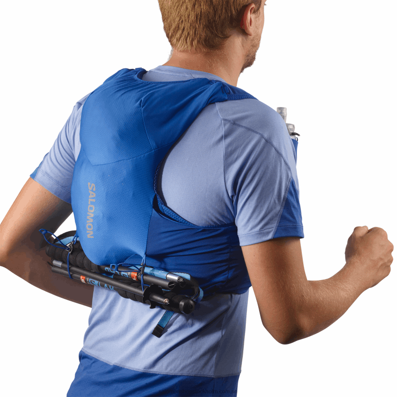 Salomon nautisk blå/ebenholts/vit löparväst för män med kolvar ingår - adv skin 5 T82RP318