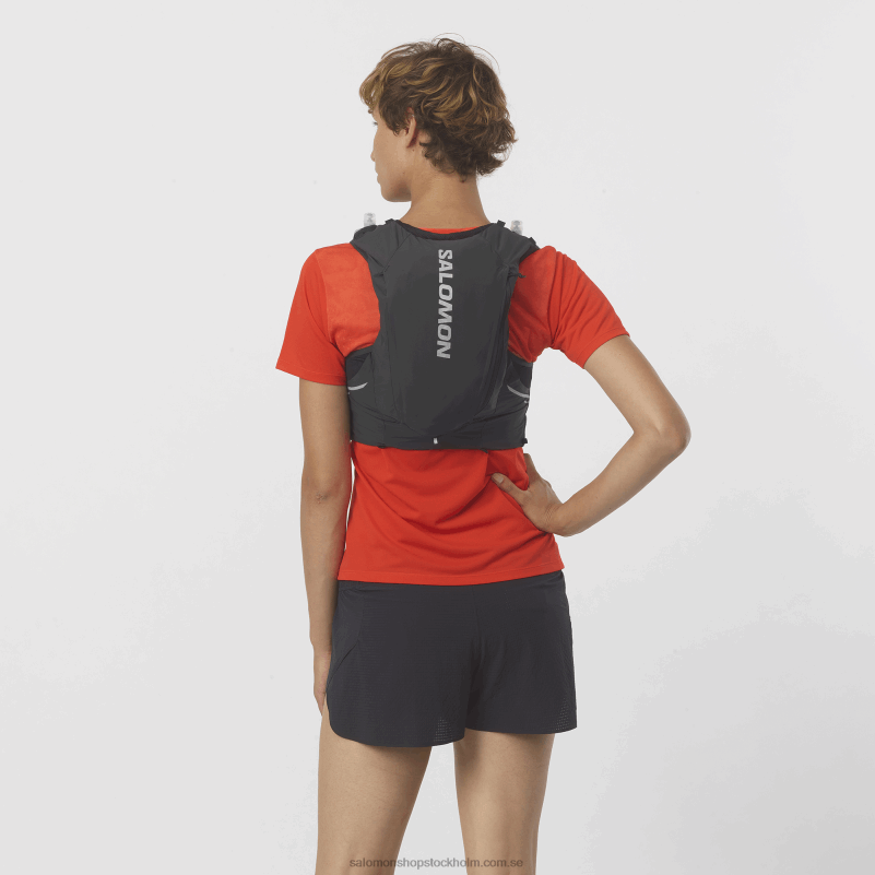 Salomon svart/ebenholts löparväst för män med flaskor ingår - sense pro 10 T82RP341