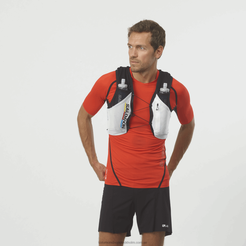 Salomon svart vit löparväst för män med kolvar ingår - adv skin 5 race flag T82RP307