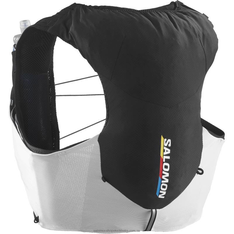 Salomon svart vit löparväst för män med kolvar ingår - adv skin 5 race flag T82RP307