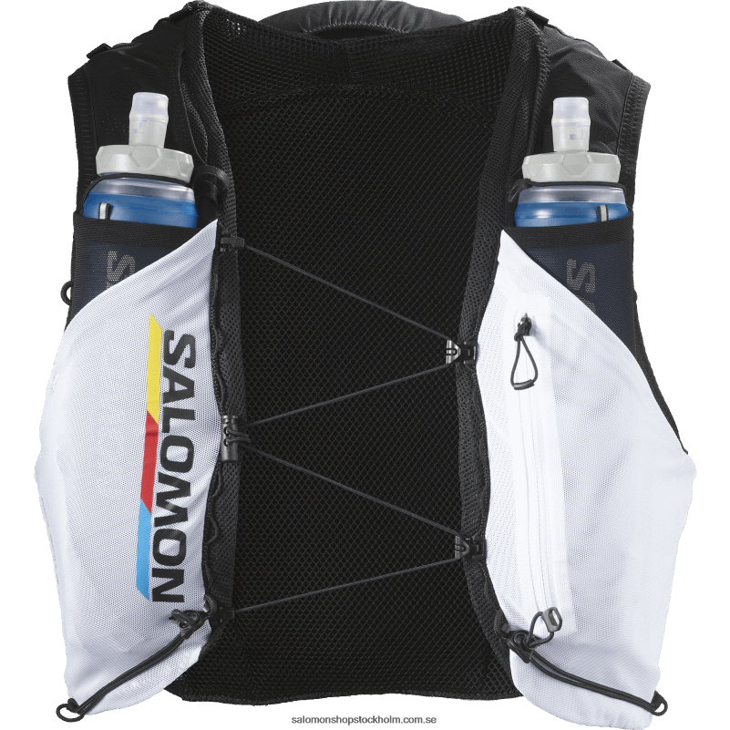 Salomon svart vit löparväst för män med kolvar ingår - adv skin 5 race flag T82RP307