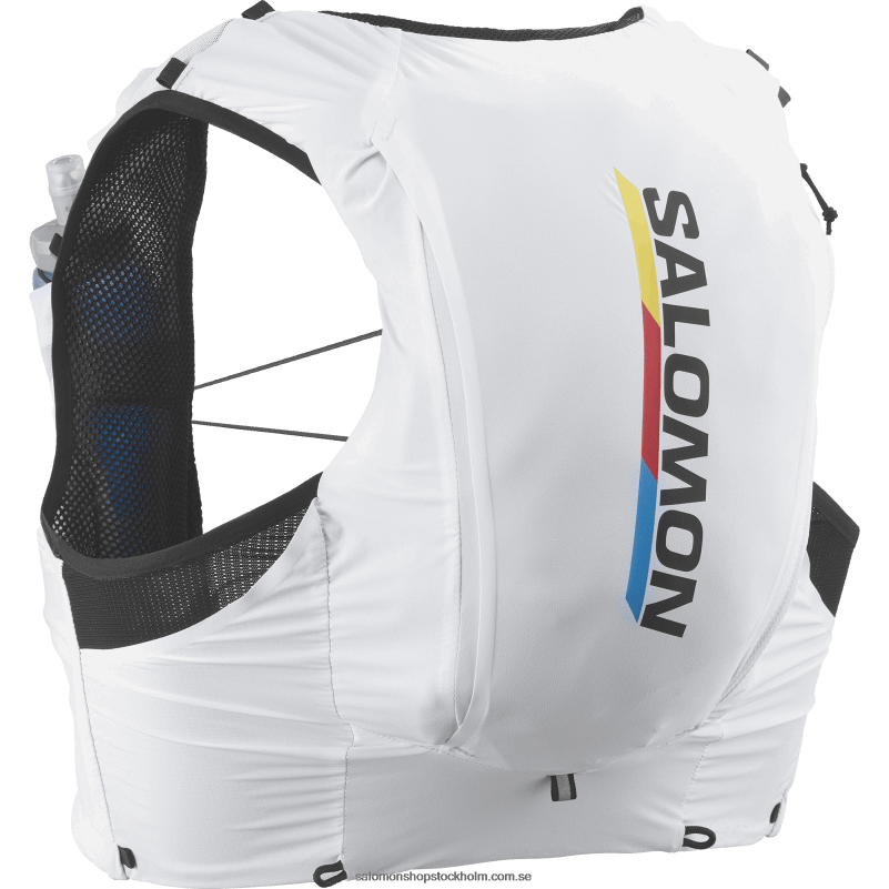 Salomon vit svart löparväst för män med kolvar ingår - sense pro 10 race flag T82RP314